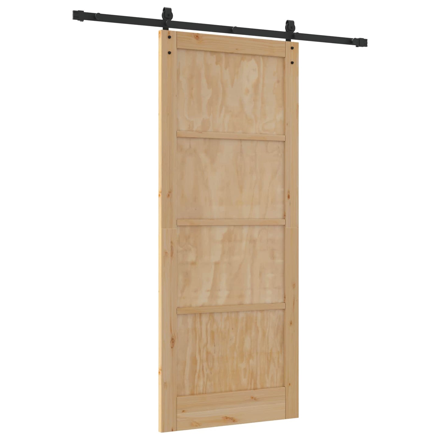 Sliding Door Natural and Black 86 x 211 cm Solid Pine Wood