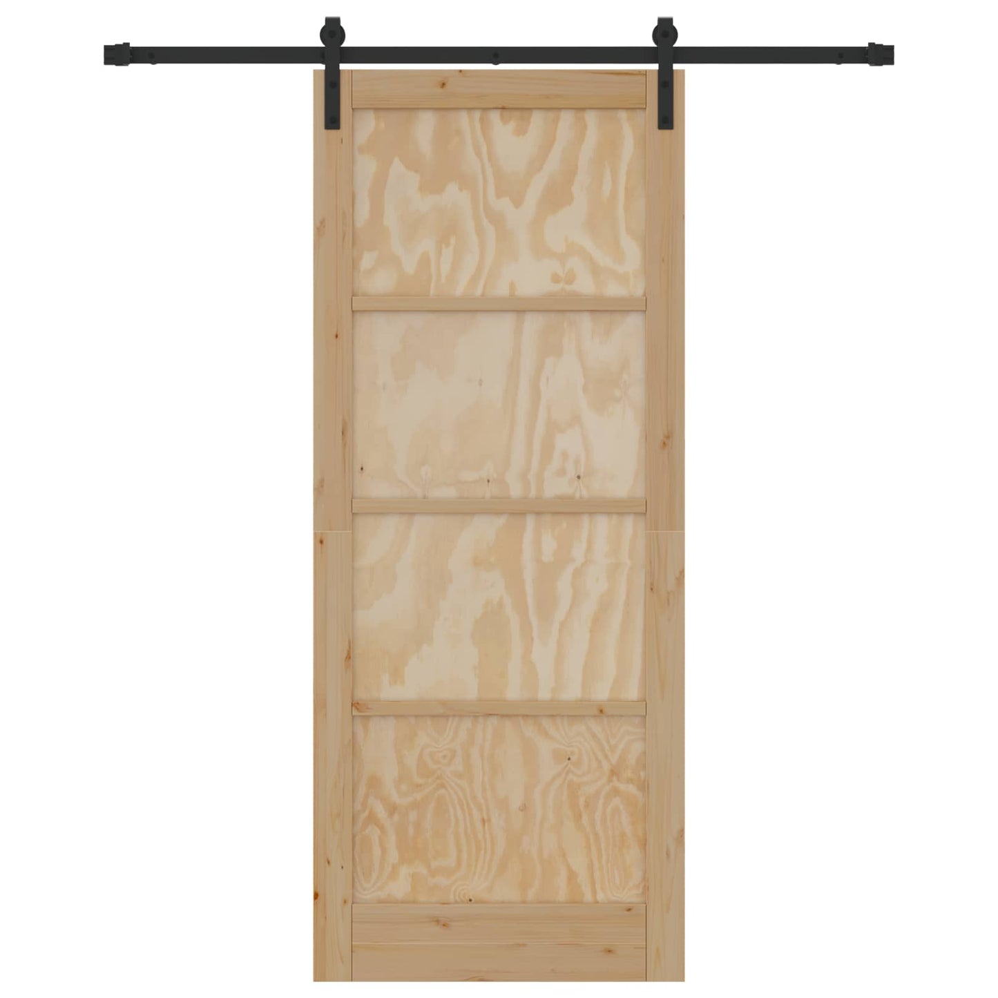 Sliding Door Natural and Black 86 x 211 cm Solid Pine Wood