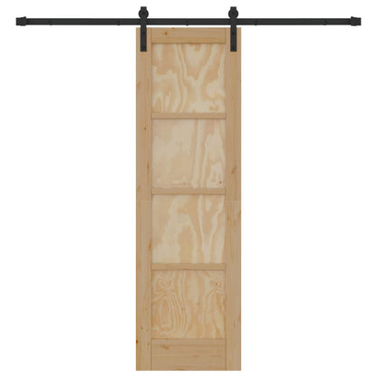 Sliding Door Natural and Black 61 x 198.5 cm Solid Pine Wood