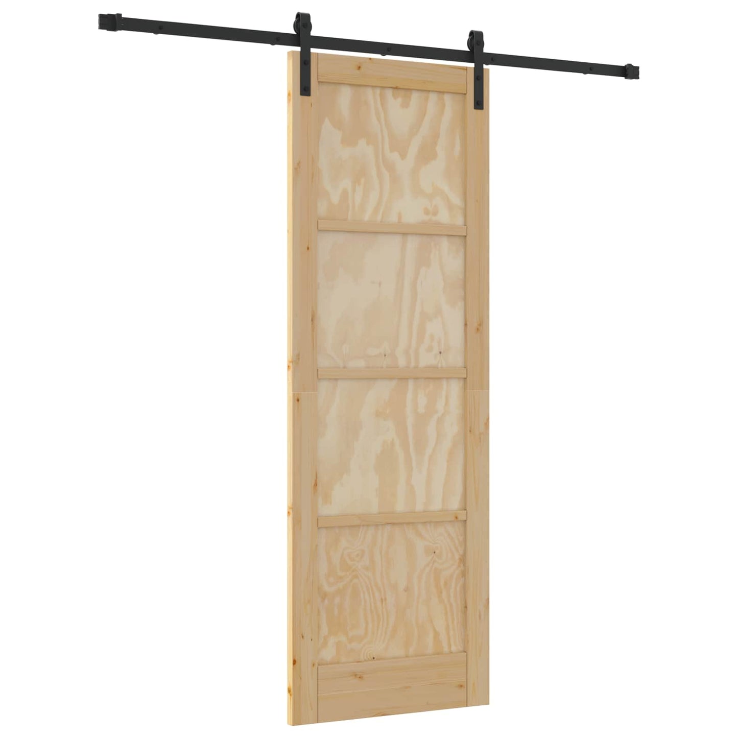Sliding Door Natural and Black 73.5 x 211 cm Solid Pine Wood