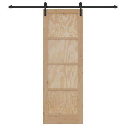 Sliding Door Natural and Black 73.5 x 211 cm Solid Pine Wood