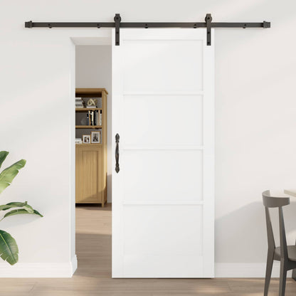 Sliding Door White and Black 83 x 202 cm Solid Pine Wood