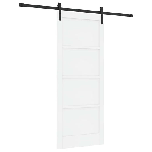 Sliding Door White and Black 83 x 202 cm Solid Pine Wood