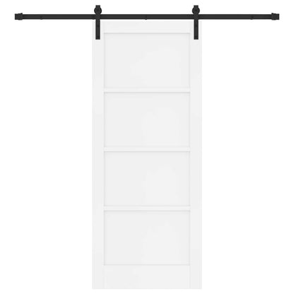 Sliding Door White and Black 83 x 202 cm Solid Pine Wood