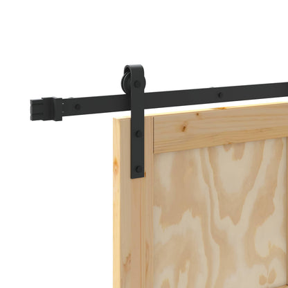 Sliding Door Natural and Black 83 x 232 cm Solid Pine Wood