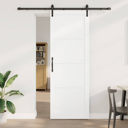 Sliding Door White and Black 83 x 232 cm Solid Pine Wood