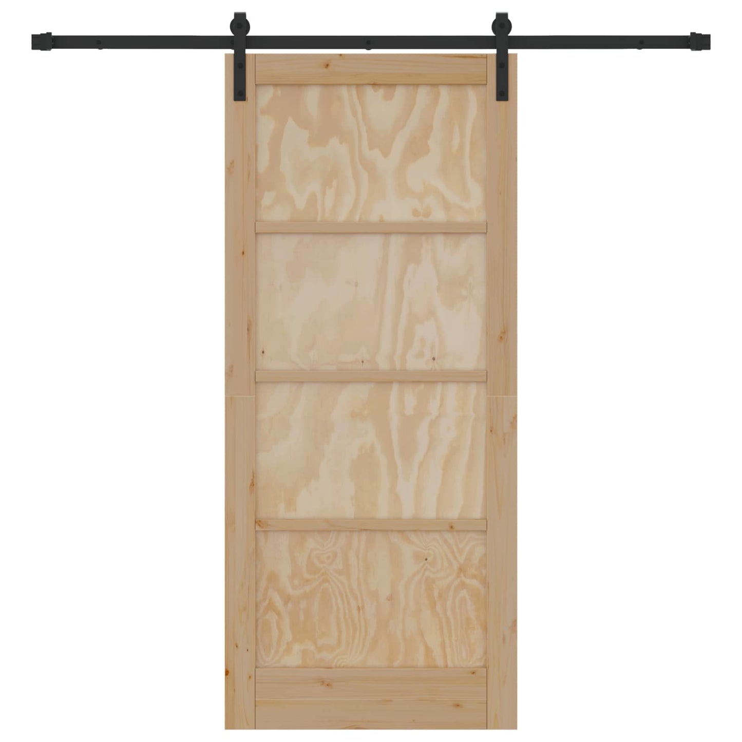 Sliding Door Natural and Black 86 x 198.5 cm Solid Pine Wood