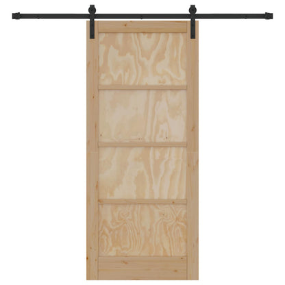 Sliding Door Natural and Black 86 x 198.5 cm Solid Pine Wood