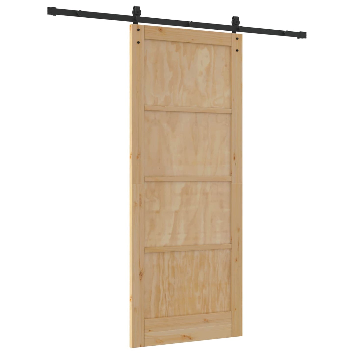Sliding Door Natural and Black 86 x 211 cm Solid Pine Wood