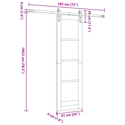 Sliding Door Natural and White 61 x 198.5 cm Solid Pine Wood