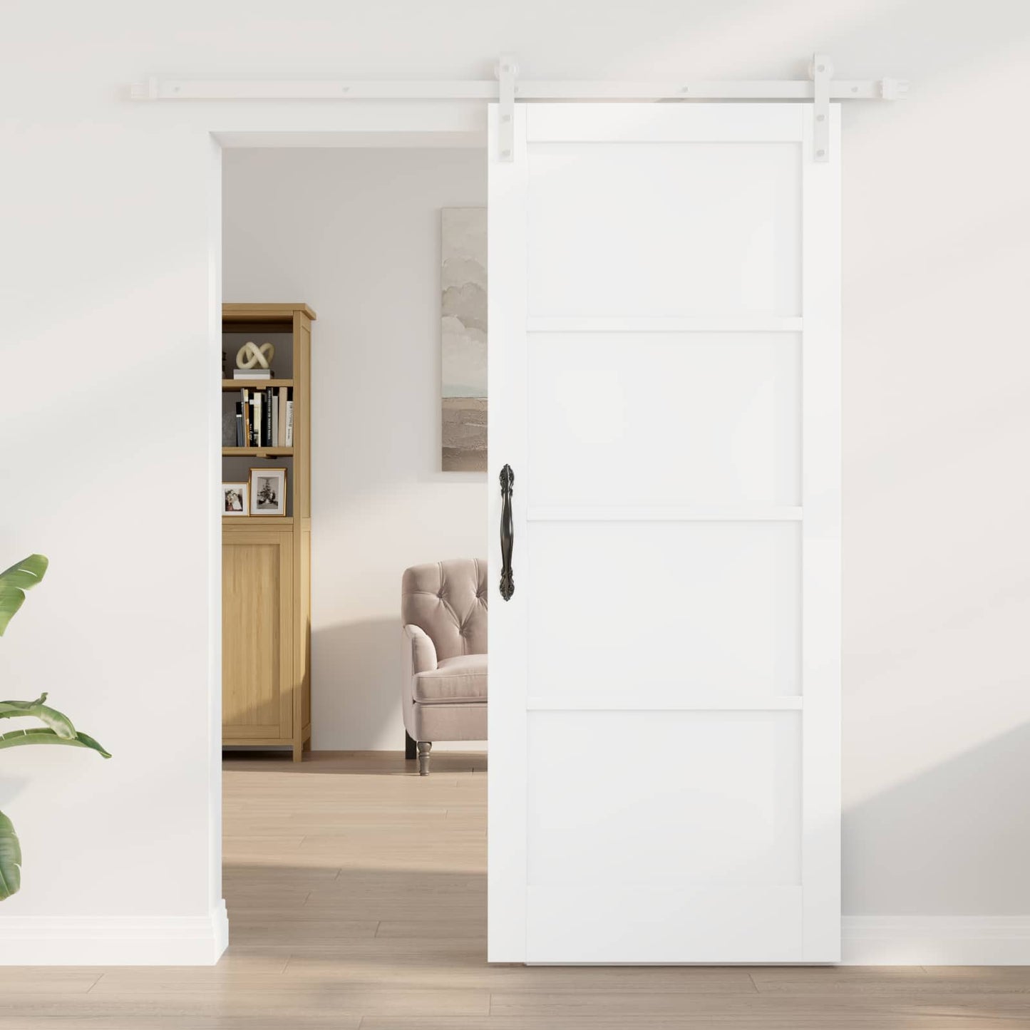 Sliding Door White 83 x 202 cm Solid Pine Wood