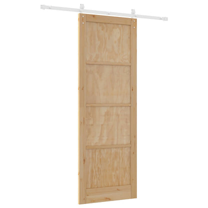 Sliding Door Natural and White 83 x 232 cm Solid Pine Wood