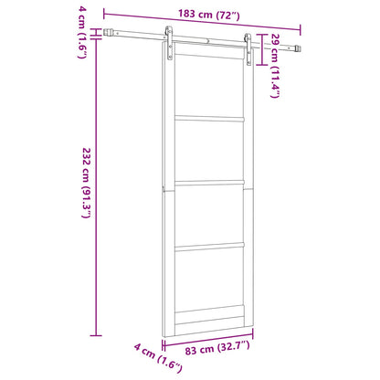 Sliding Door White 83 x 232 cm Solid Pine Wood