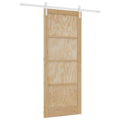 Sliding Door Natural and White 86 x 211 cm Solid Pine Wood
