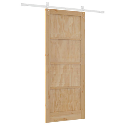 Sliding Door Natural and White 86 x 211 cm Solid Pine Wood