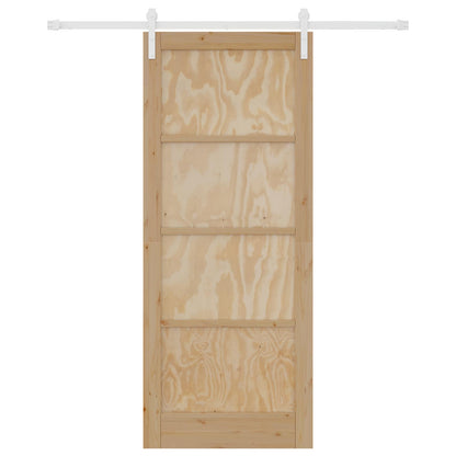 Sliding Door Natural and White 86 x 211 cm Solid Pine Wood