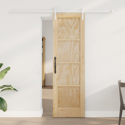 Sliding Door Natural and White 61 x 198.5 cm Solid Pine Wood