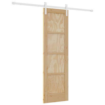 Sliding Door Natural and White 61 x 198.5 cm Solid Pine Wood