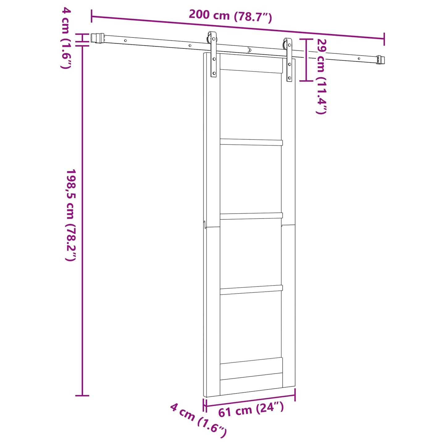 Sliding Door Natural and White 61 x 198.5 cm Solid Pine Wood
