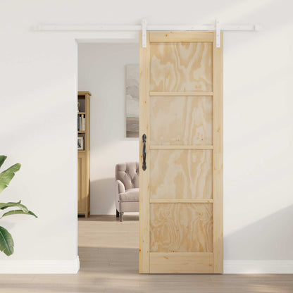 Sliding Door Natural and White 73.5 x 211 cm Solid Pine Wood