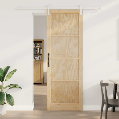 Sliding Door Natural and White 83 x 232 cm Solid Pine Wood