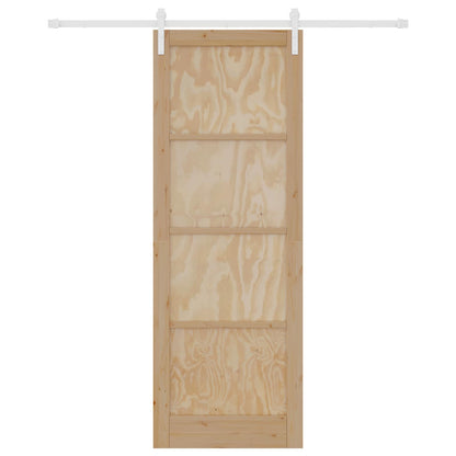 Sliding Door Natural and White 83 x 232 cm Solid Pine Wood