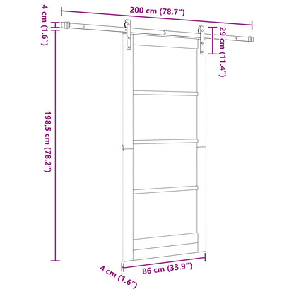 Sliding Door Natural and White 86 x 198.5 cm Solid Pine Wood
