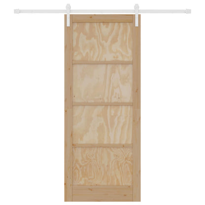 Sliding Door Natural and White 86 x 211 cm Solid Pine Wood