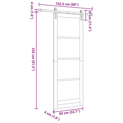 Sliding Door Natural 83 x 232 cm Solid Pine Wood