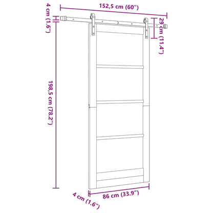 Sliding Door Natural 86 x 198.5 cm Solid Pine Wood