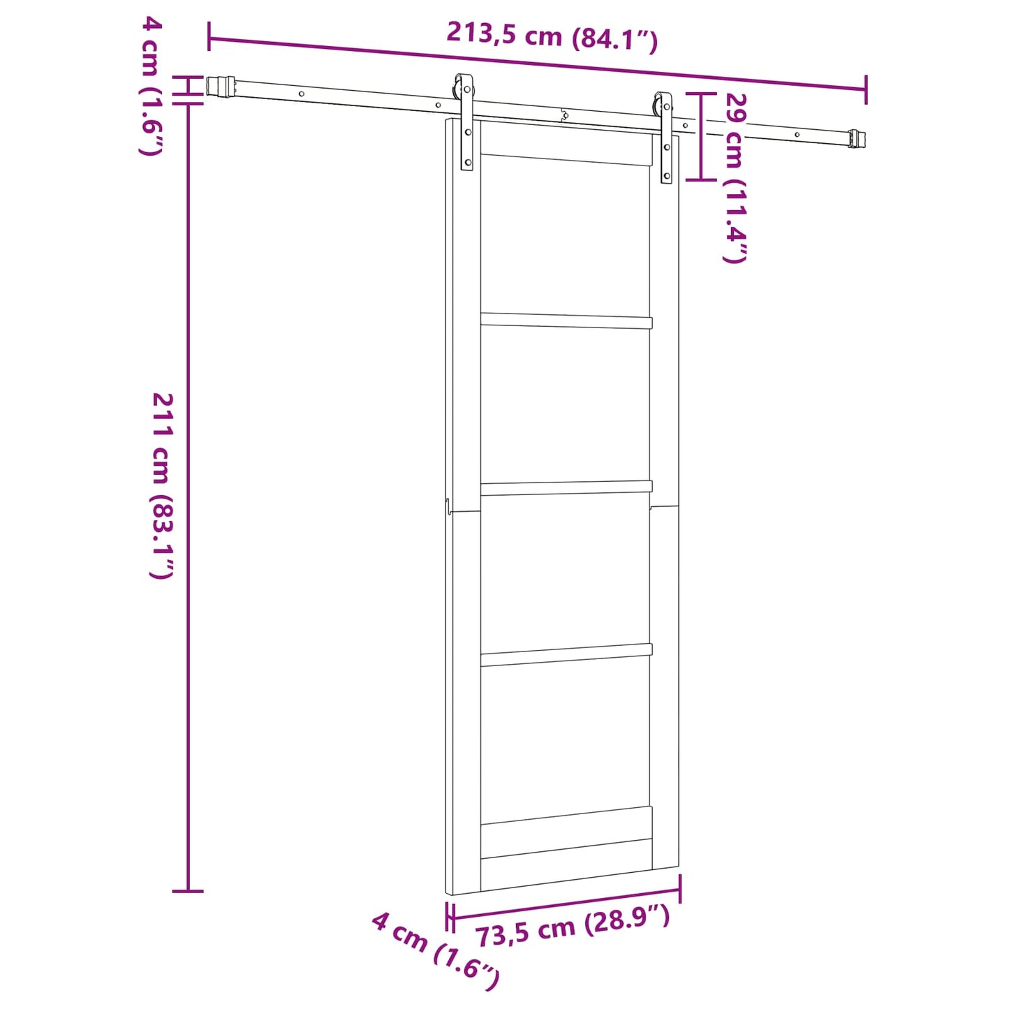 Sliding Door Natural 73.5 x 211 cm Solid Pine Wood
