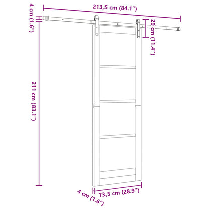 Sliding Door Natural 73.5 x 211 cm Solid Pine Wood