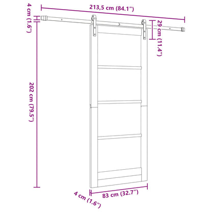 Sliding Door White 83 x 202 cm Solid Pine Wood