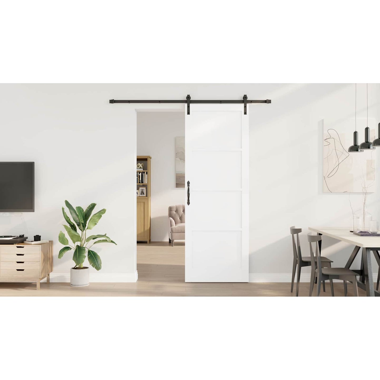 Sliding Door White 83 x 232 cm Solid Pine Wood