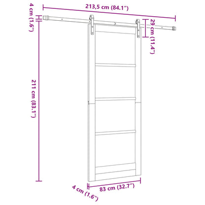Sliding Door White 83 x 232 cm Solid Pine Wood