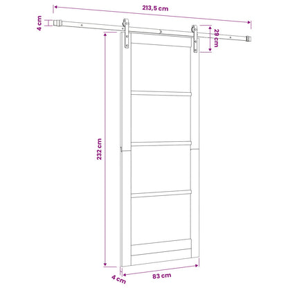 Sliding Door White 83 x 232 cm Solid Pine Wood