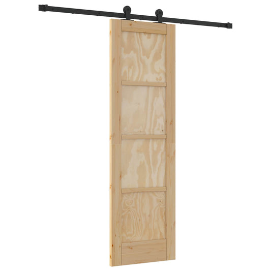 Sliding Door Natural and Black 61 x 198.5 cm Solid Pine Wood