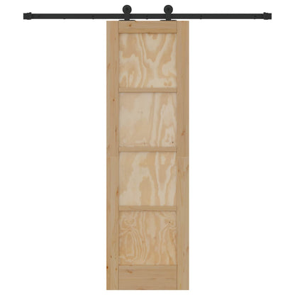 Sliding Door Natural and Black 61 x 198.5 cm Solid Pine Wood