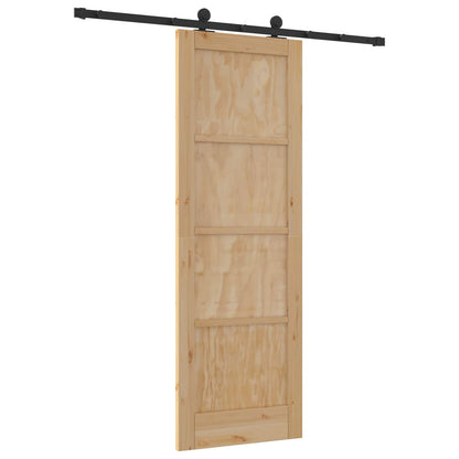 Sliding Door Natural and Black 73.5 x 211 cm Solid Pine Wood