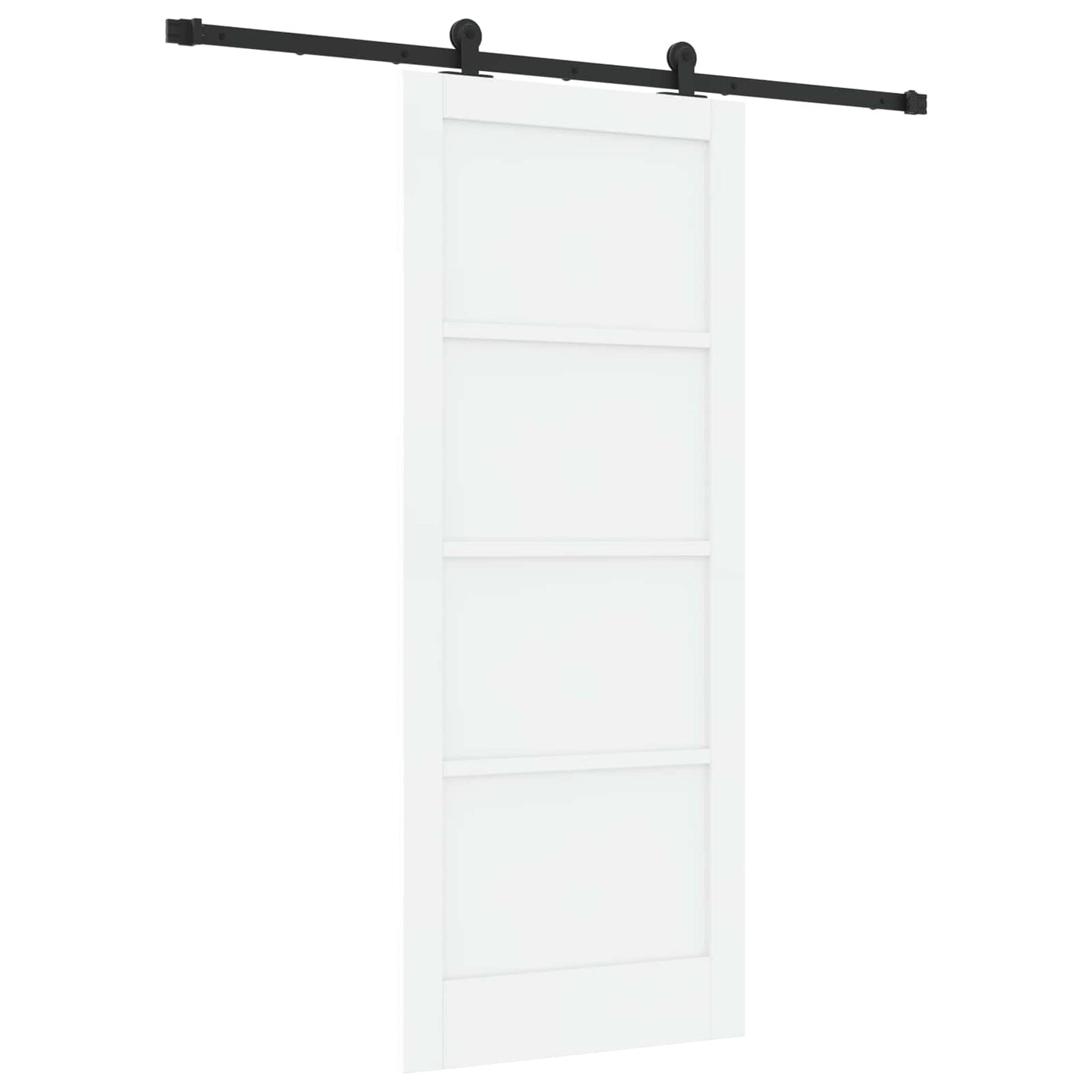 Sliding Door White and Black 83 x 202 cm Solid Pine Wood