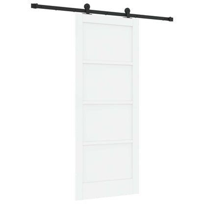 Sliding Door White and Black 83 x 202 cm Solid Pine Wood