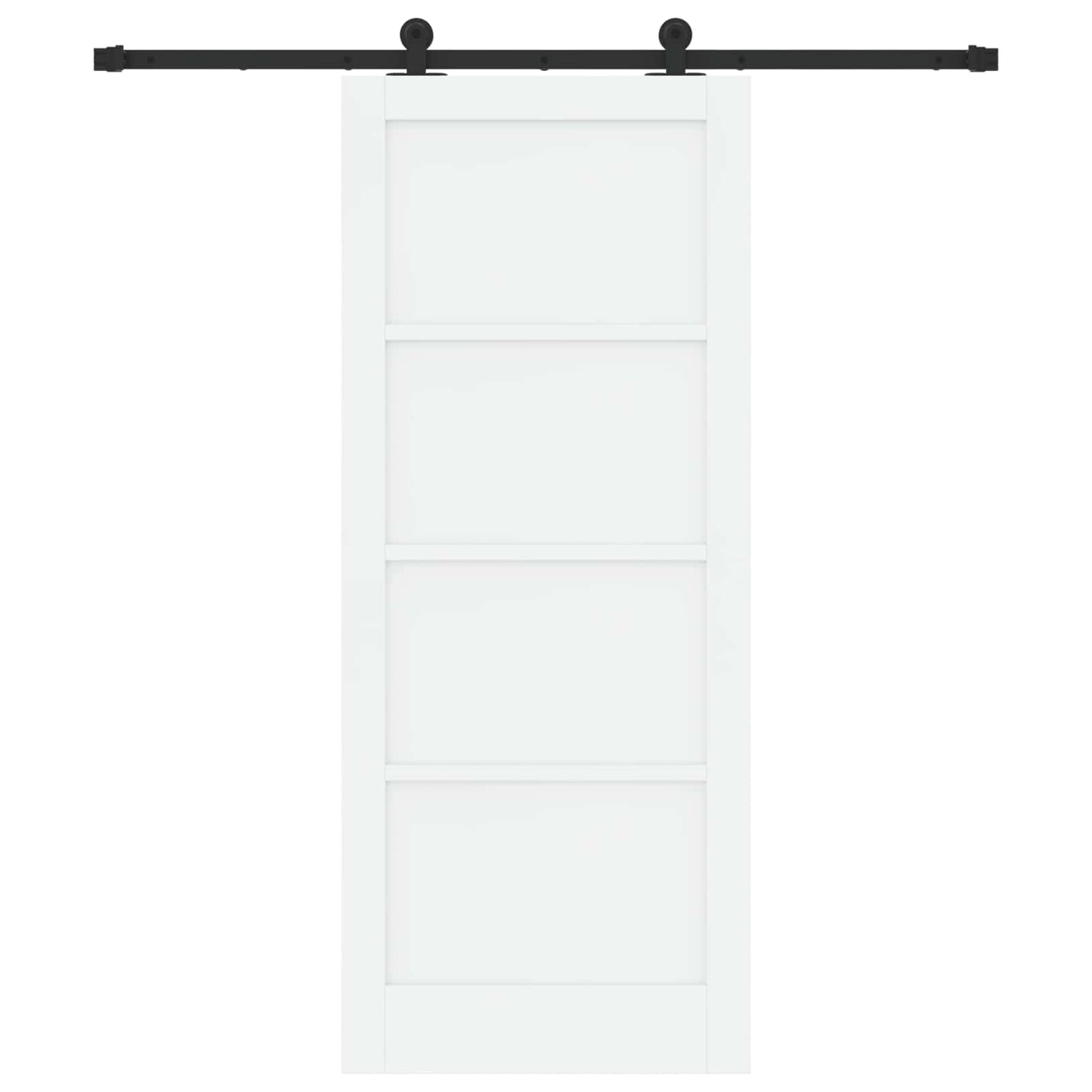 Sliding Door White and Black 83 x 202 cm Solid Pine Wood