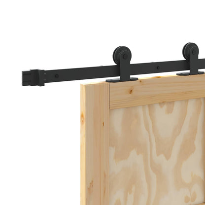 Sliding Door Natural and Black 83 x 232 cm Solid Pine Wood