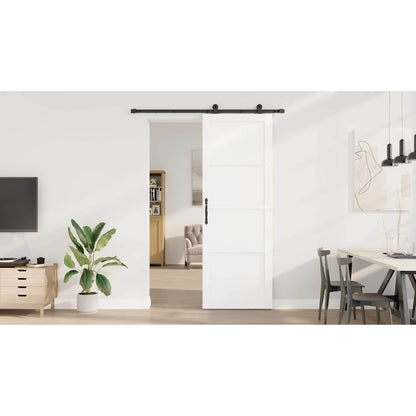 Sliding Door White and Black 83 x 232 cm Solid Pine Wood