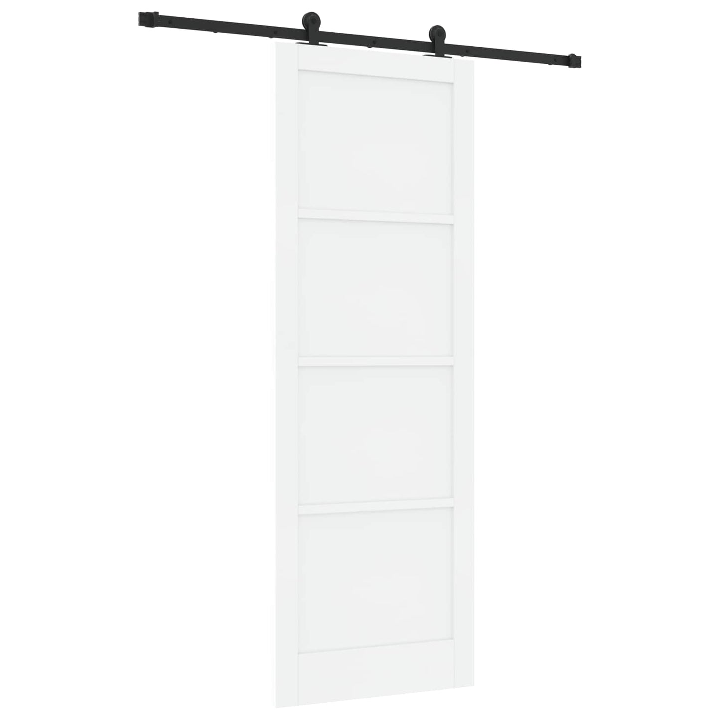 Sliding Door White and Black 83 x 232 cm Solid Pine Wood