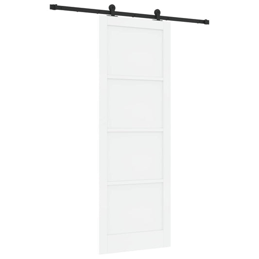 Sliding Door White and Black 83 x 232 cm Solid Pine Wood