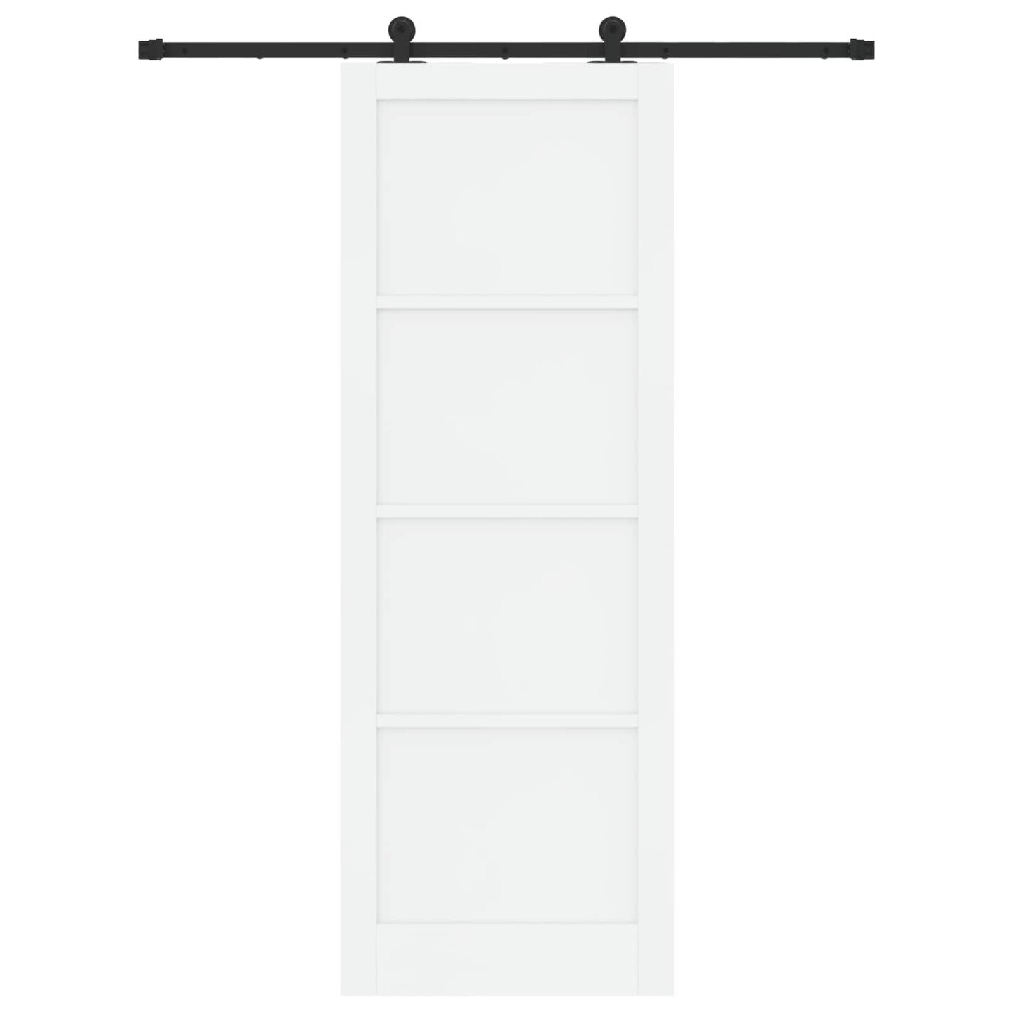 Sliding Door White and Black 83 x 232 cm Solid Pine Wood