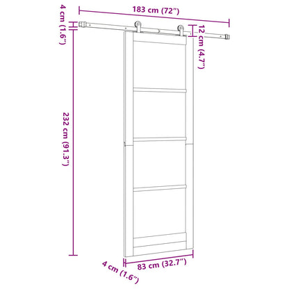 Sliding Door White and Black 83 x 232 cm Solid Pine Wood