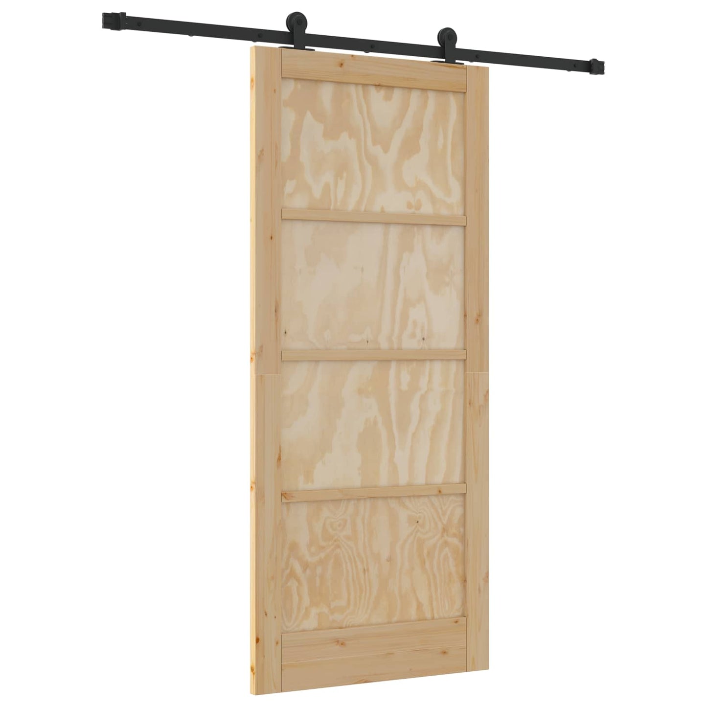 Sliding Door Natural and Black 86 x 198.5 cm Solid Pine Wood