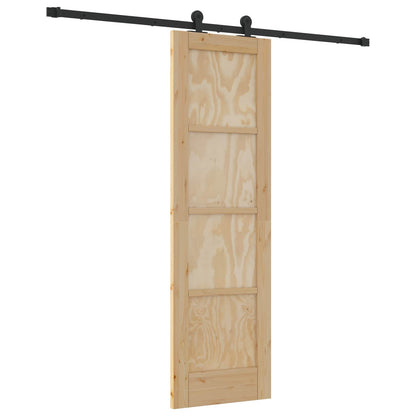 Sliding Door Natural and Black 61 x 198.5 cm Solid Pine Wood